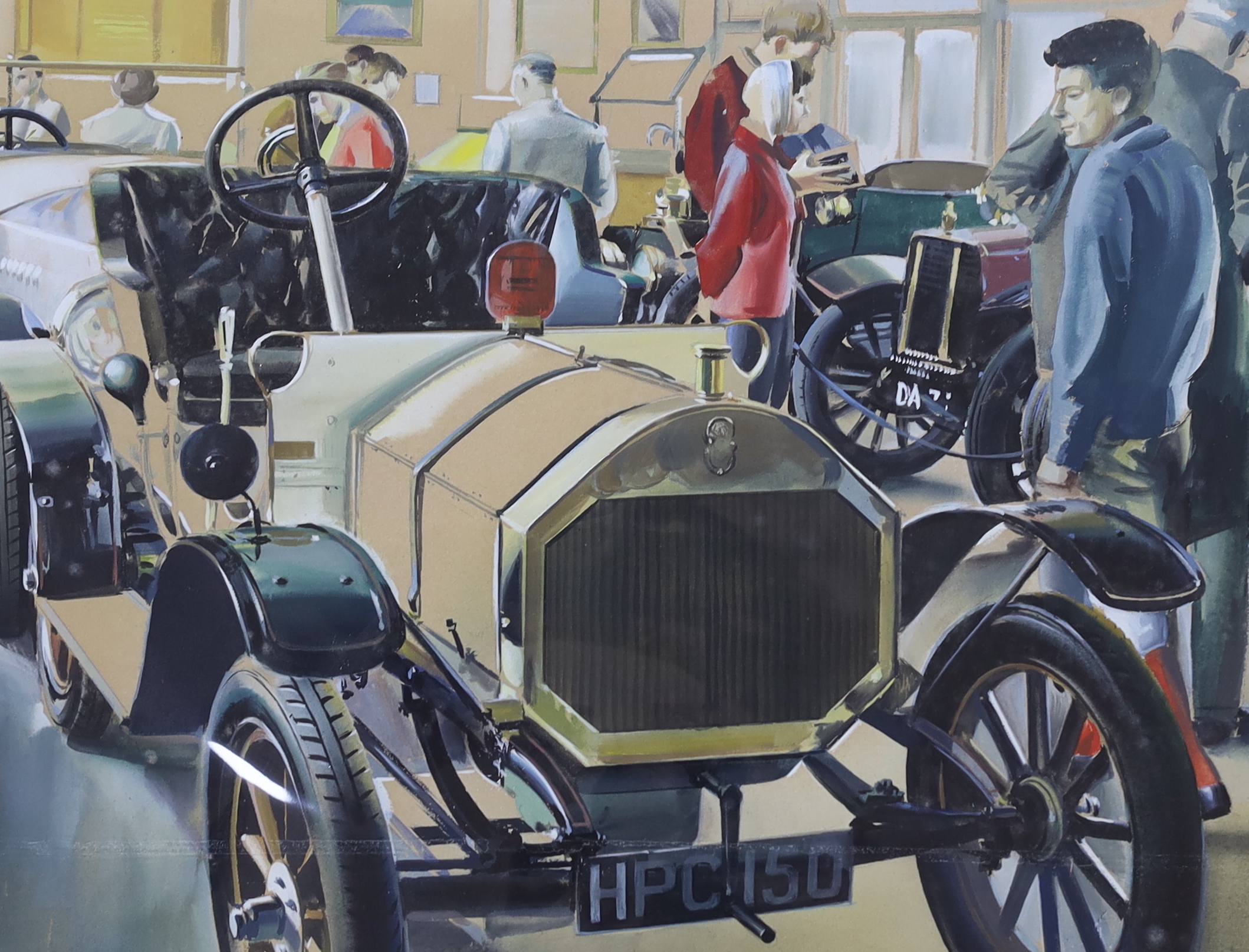 P.J. Ashmore, watercolour and gouache, Vintage Car Museum, signed and dated '61, 30 x 39cm, unframed